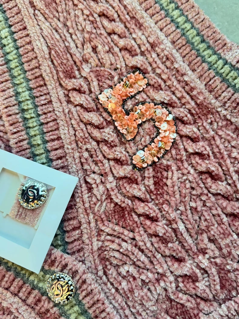 Chanel Fall/Winter 2022  Pink No. 5 Knit Vest & skirt Set