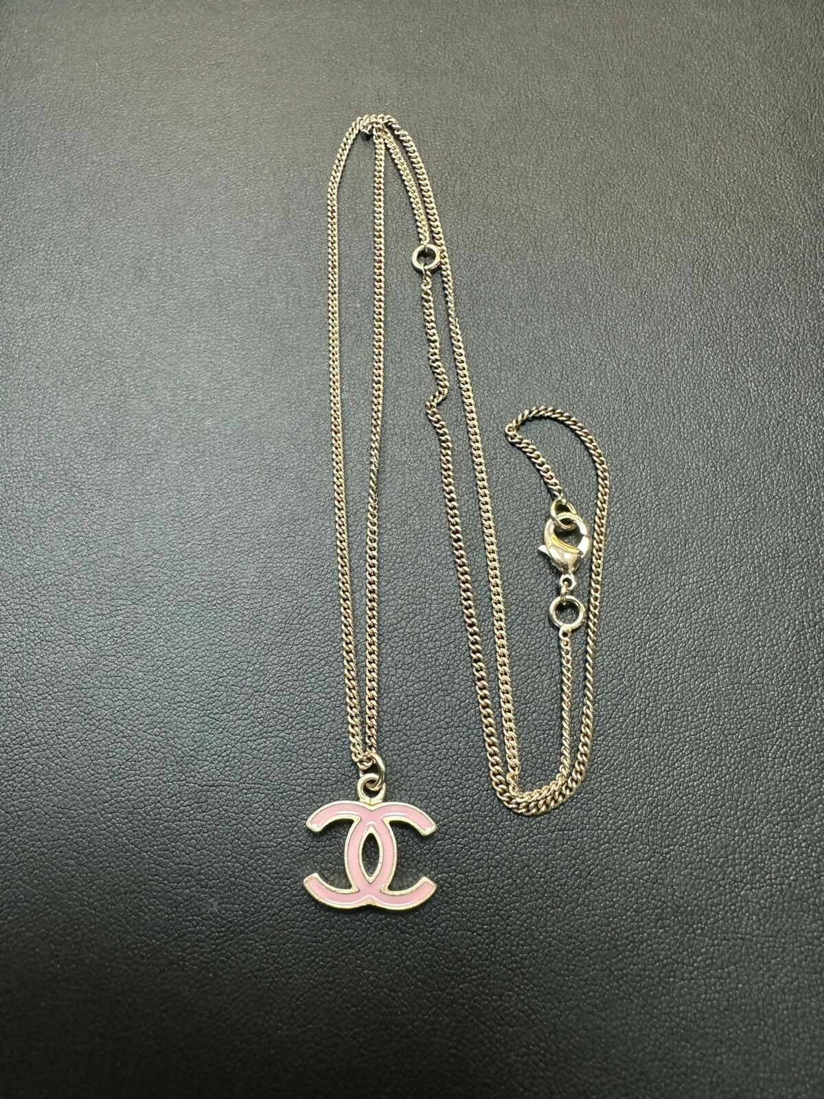 Chanel Vintage 2011 Enamel Light Pink CC Silver Chain Adjustable Necklace