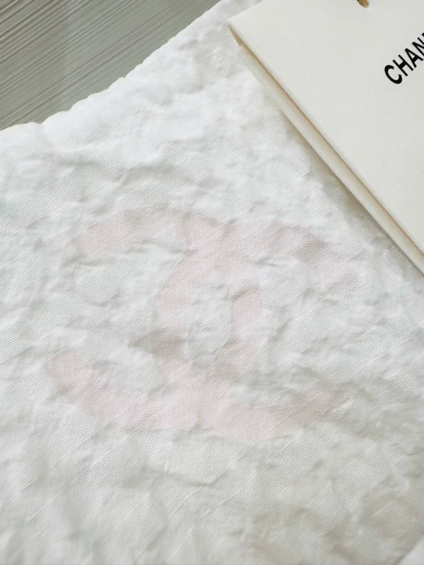 Chanel 26C White and Pink Double C Logo Print Dress