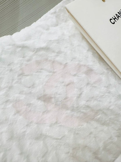 Chanel 26C White and Pink Double C Logo Print Dress