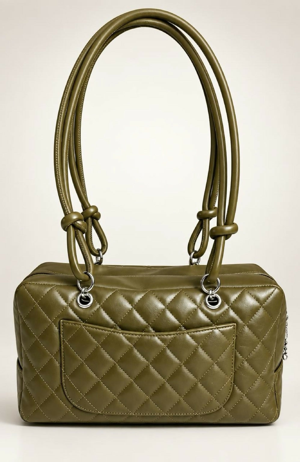 Chanel 2005 Large Ligne Cambon Hunter Green Python CC Bowler Bag Tote