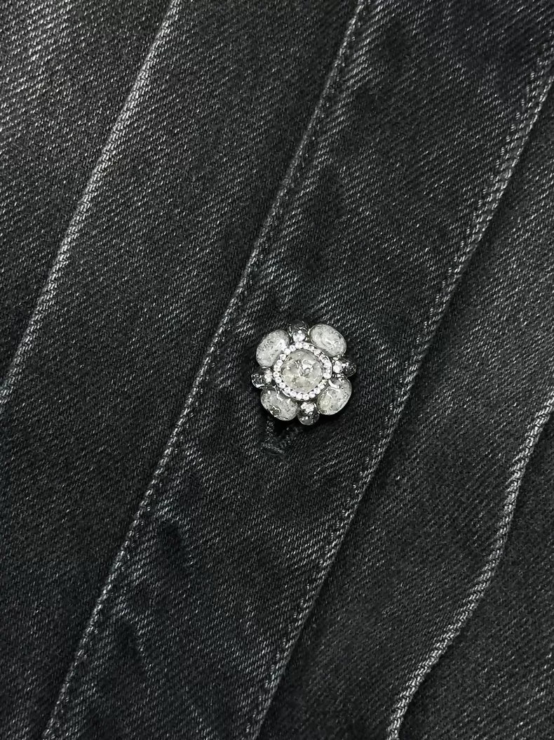 Chanel 24A black/grey ruffled denim jacket