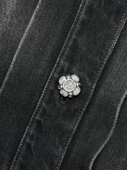 Chanel 24A black/grey ruffled denim jacket
