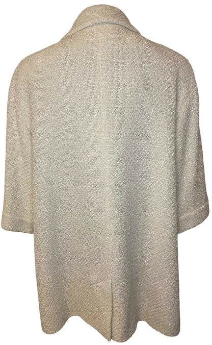 NWT Chanel 22S Runway Ecru Tweed Iridescent Boucle Coat Dress Jacket FR 42