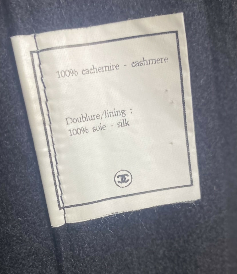 Chanel Vintage 94A Black Oversized Cashmere Long Jacket Coat FR 36