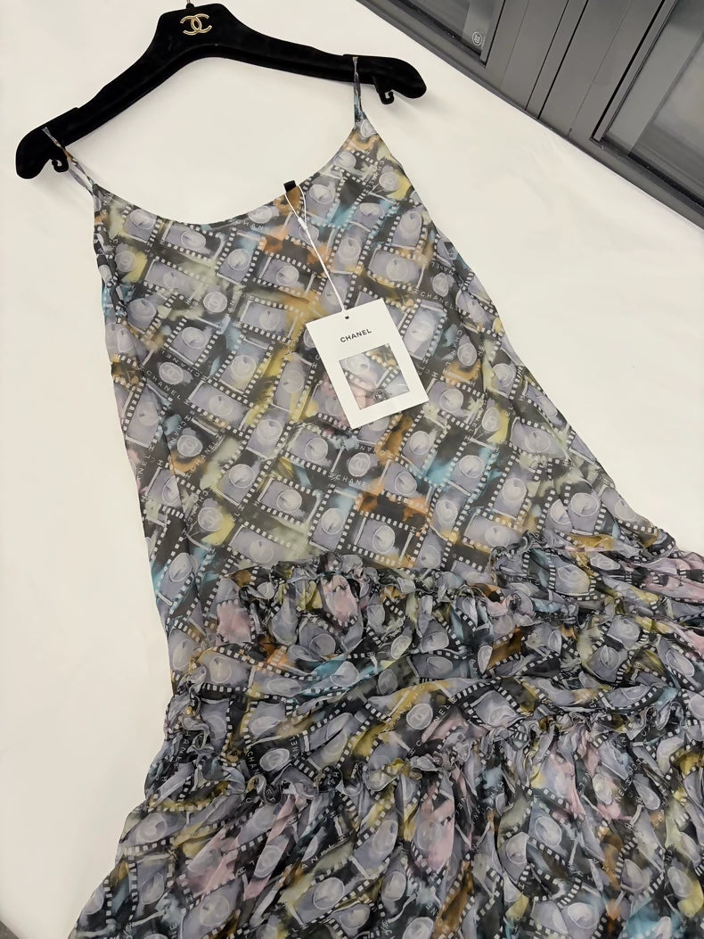 Chanel 24k silk graffiti dress