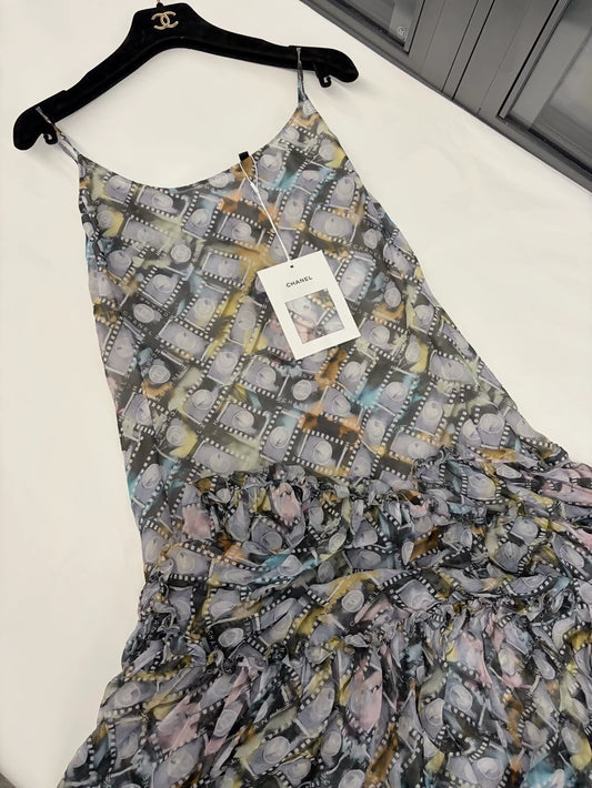 Chanel 24k silk graffiti dress