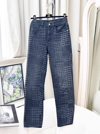 Chanel 24A black/grey distressed straight-leg jeans