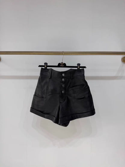 Saint Laurent high-waisted leather shorts