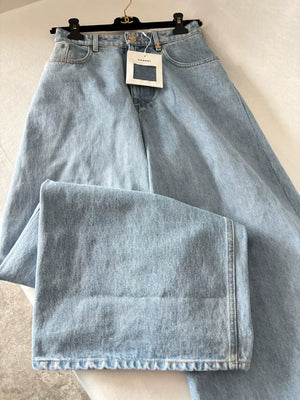 Chanel 26A Light Blue Denim Wide-Leg Pants