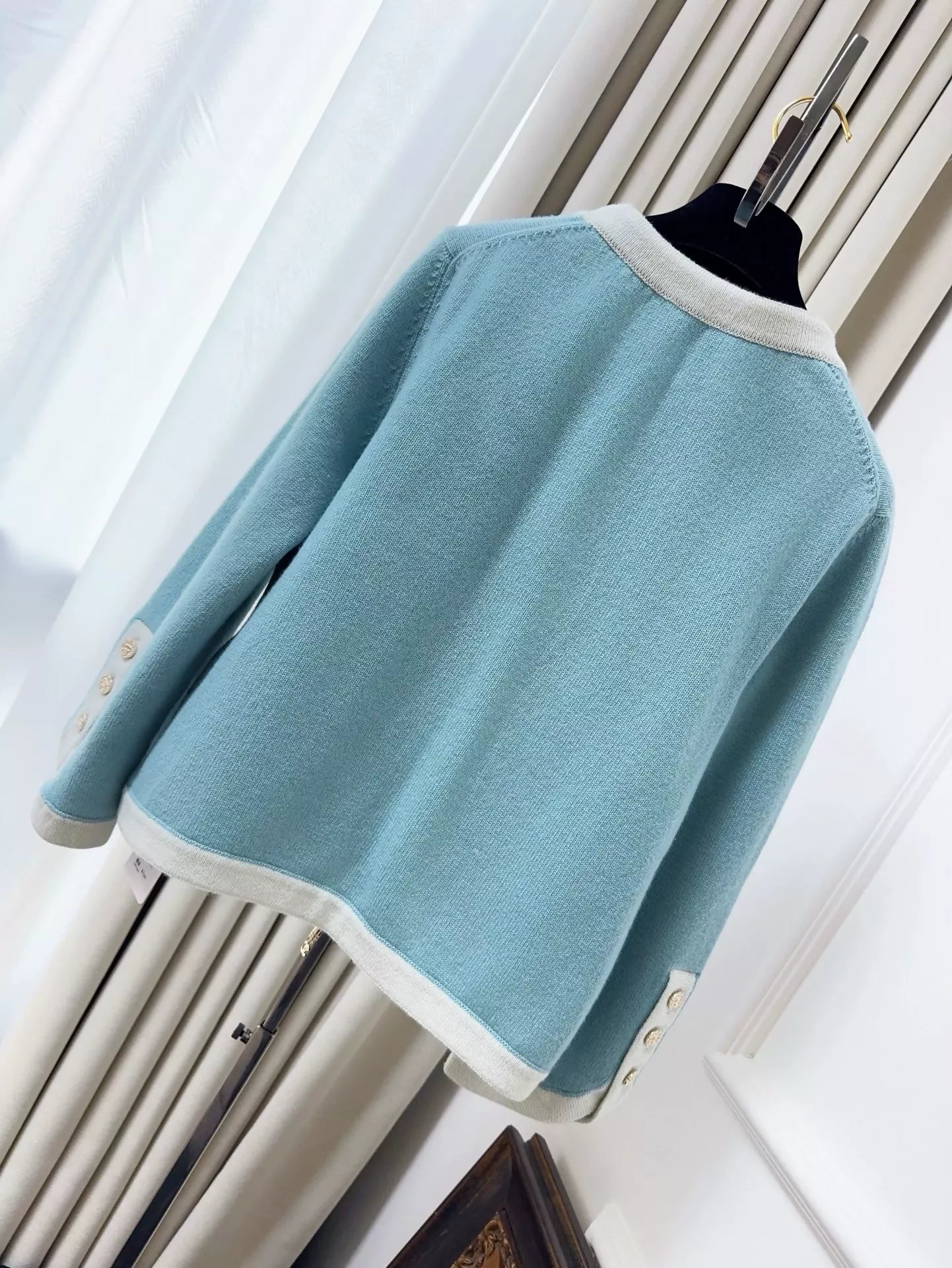 Chanel 25A Baby Blue Cardigan
