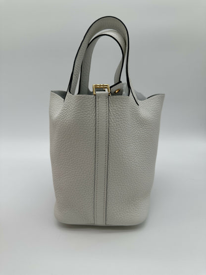Hermes Picotin 18 New White GHW Stamp W