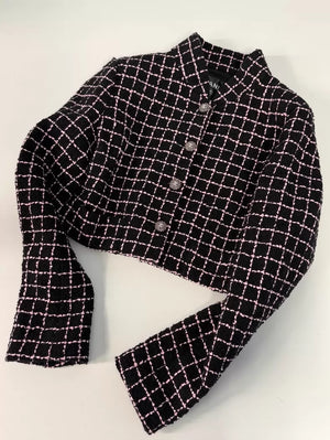 Chanel 23K Black and Pink tweed Jacket