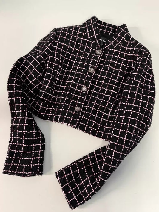 Chanel 23K Black and Pink tweed Jacket