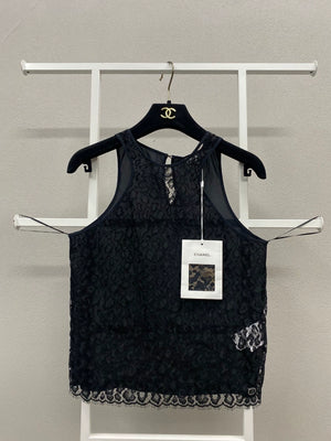 Chanel 22P black lace top