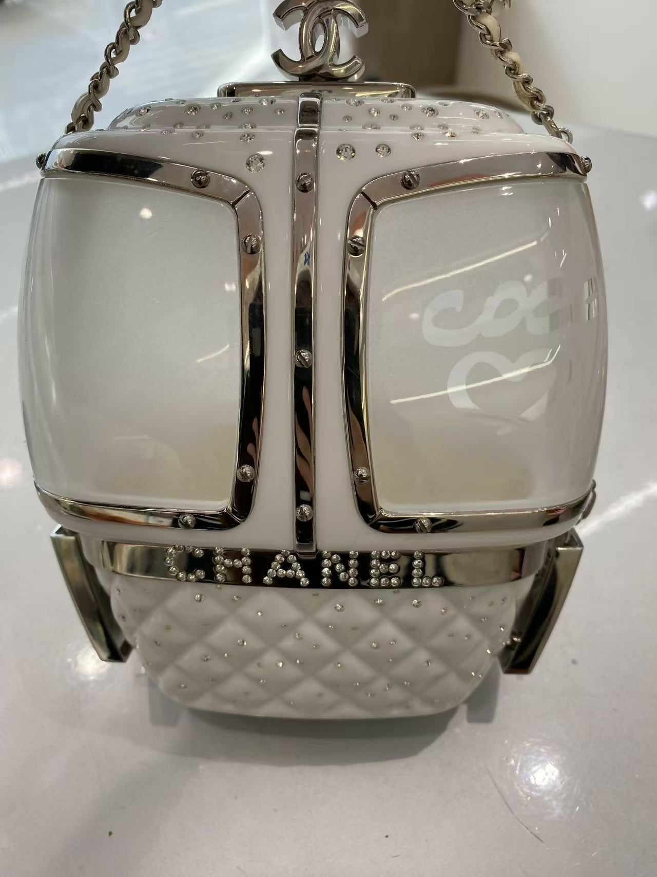 Chanel 2019 White Gondola Minaudière Evening in the Mountain Clutch Bag