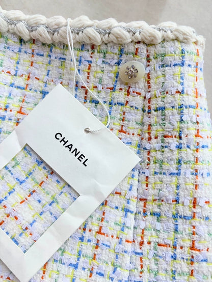 Chanel 25C white Tweed Mini Skirt