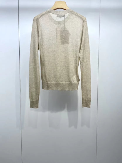 Miu Miu 23 Gold Knit Cardigan