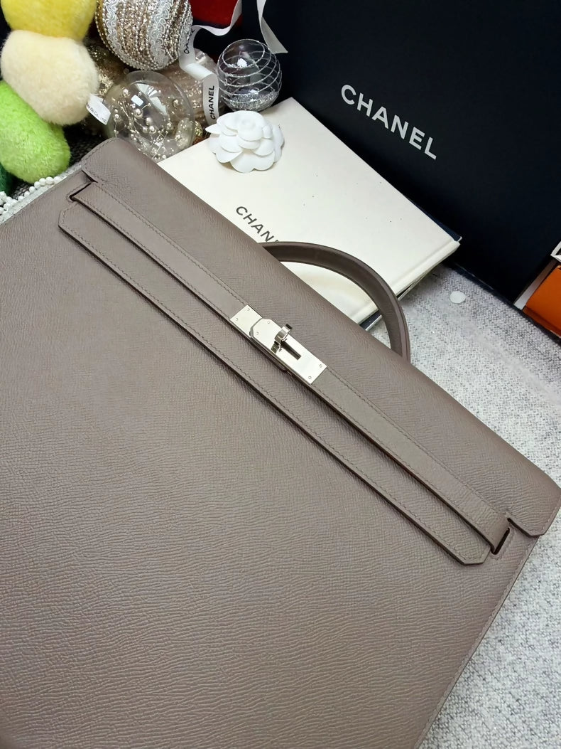Hermes Kelly Depeches 36 briefcase pewter grey silver hardware