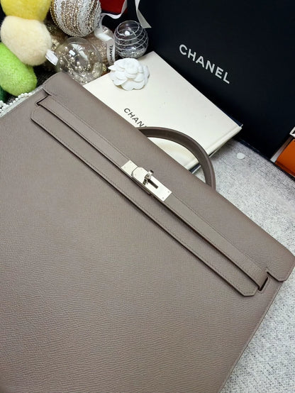 Hermes Kelly Depeches 36 briefcase pewter grey silver hardware