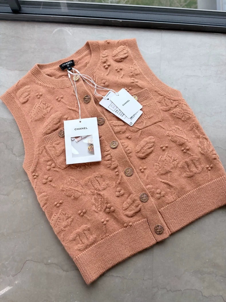 Chanel 21A orange Cashmere Vest
