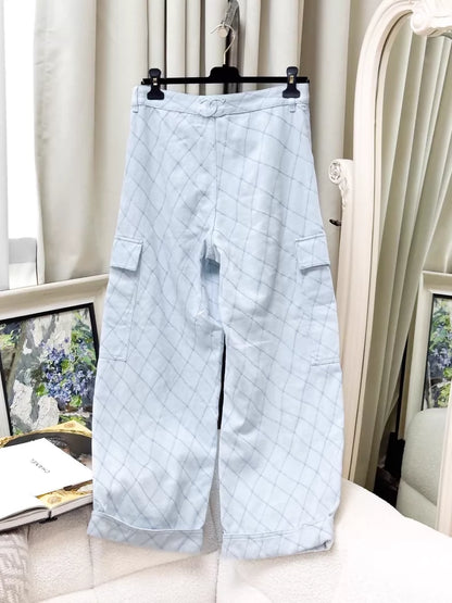 Chanel 26M light blue quilted soft denim jeans