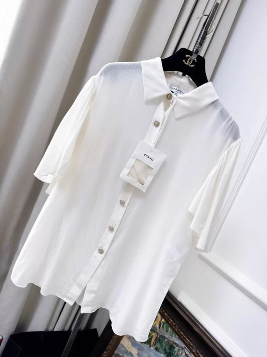Chanel 25S off-white silk shirt