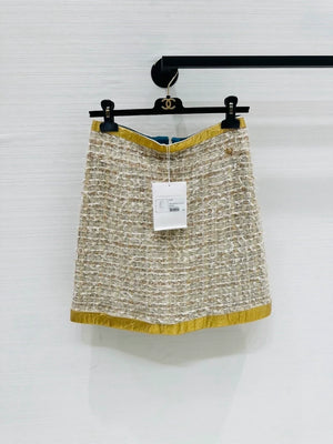 Chanel 19A Egypt Collection Beige Gold tweed Skirt