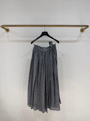 Dior grey linen pleated skirt