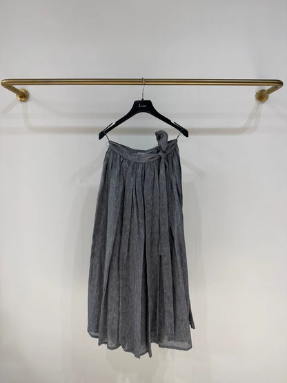 Dior grey linen pleated skirt