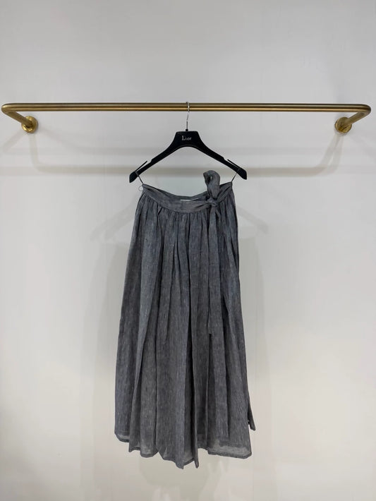 Dior grey linen pleated skirt