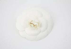 Chanel Vintage 81-85 White Silk Camellia Brooch