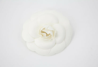 Chanel Vintage 81-85 White Silk Camellia Brooch
