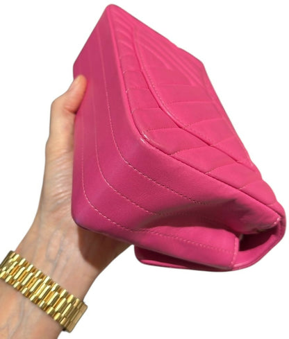 Chanel Hot Pink Chevron mini flap bag GHW