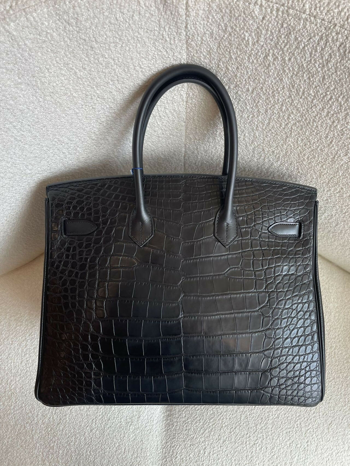 Hermès Birkin 35 Tri-Material Limited Edition Noir / Black Matte Alligator Veau Box & Togo Leather with Palladium Hardware Square R Stamp
