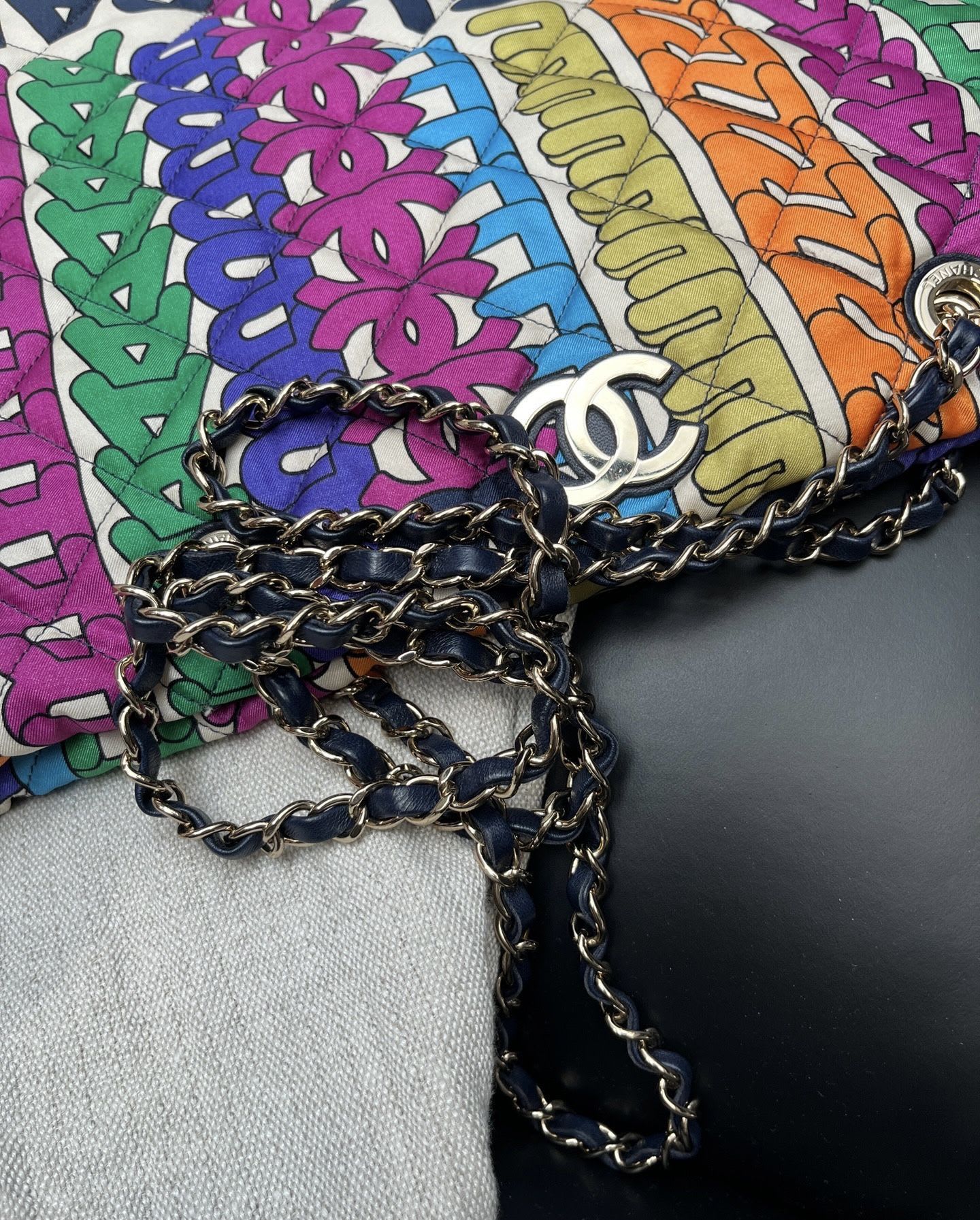 Chanel rainbow graffiti tote bag