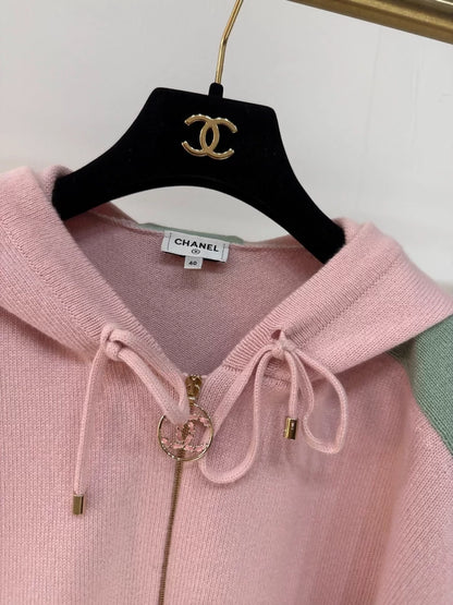 Chanel 24C pink green Cashmere Cardigan
