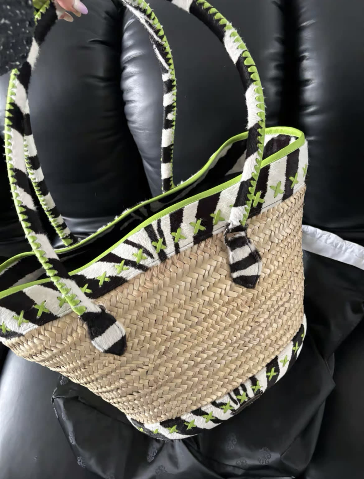 Chrome Hearts limited edition green woven raffia bag