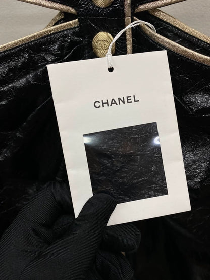 Chanel 22S black leather skirt