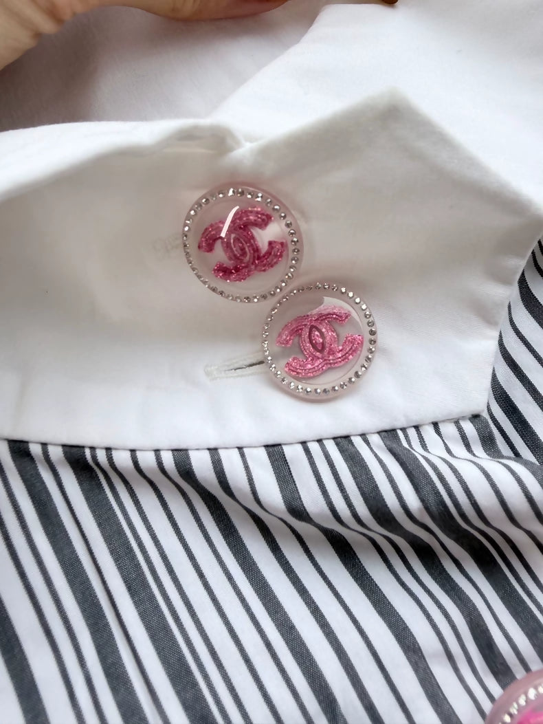 Chanel 23P stripped Embroidered Floral Shirt