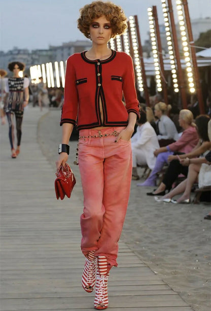 Chanel 10C Paris Venice Black Cashmere Cardigan Long Jacket Cardicoat FR 40