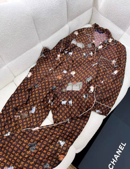 Louis Vuitton silk pyjamas set size 36