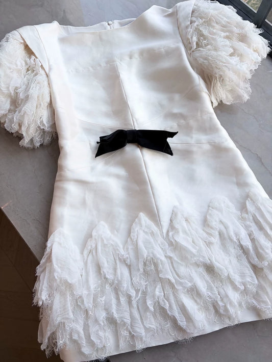 Chanel 2018 White Silk Bow Dress