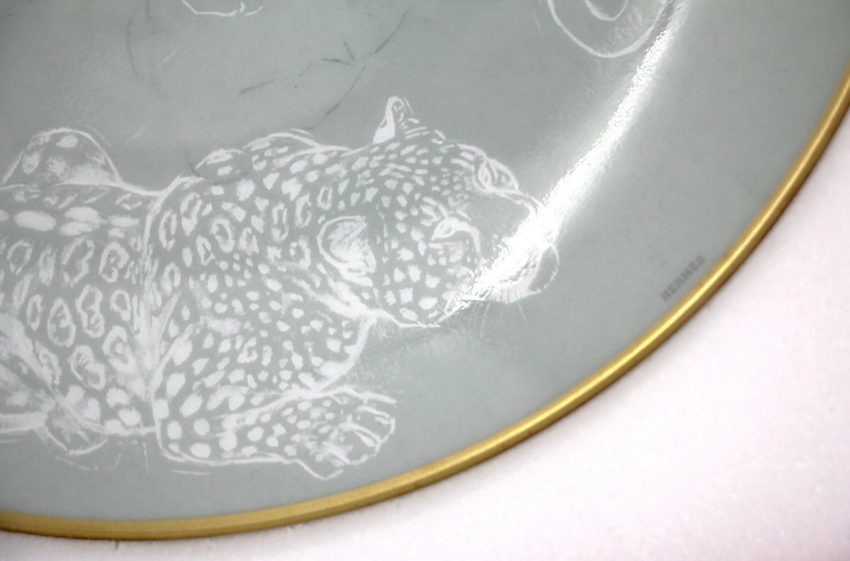Hermes Green and Gold Porcelain Carnets d’Equateur Dessert Plates