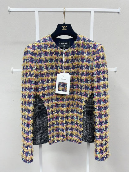 Chanel 22A Colorful Houndstooth tweed Jacket