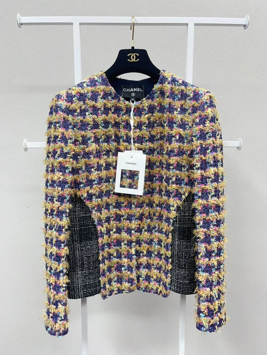Chanel 22A Colorful Houndstooth tweed Jacket