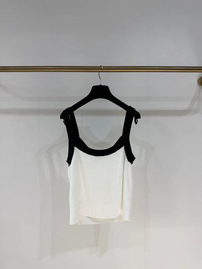 Chanel 23P white and black terry cloth top