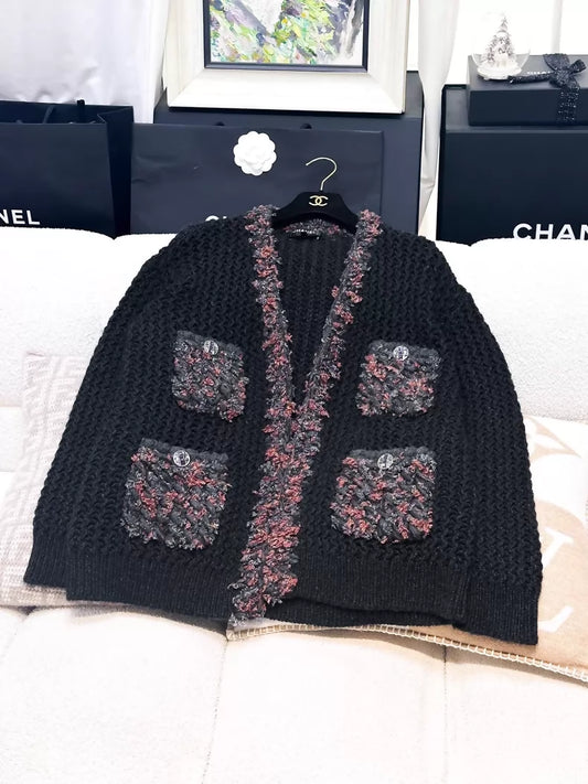 Chanel 22A black grey cardigan