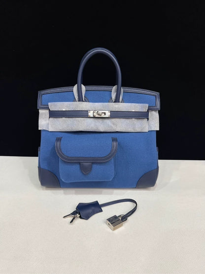 Hermes Birkin 25 Cargo Navy Blue with palladium hardware