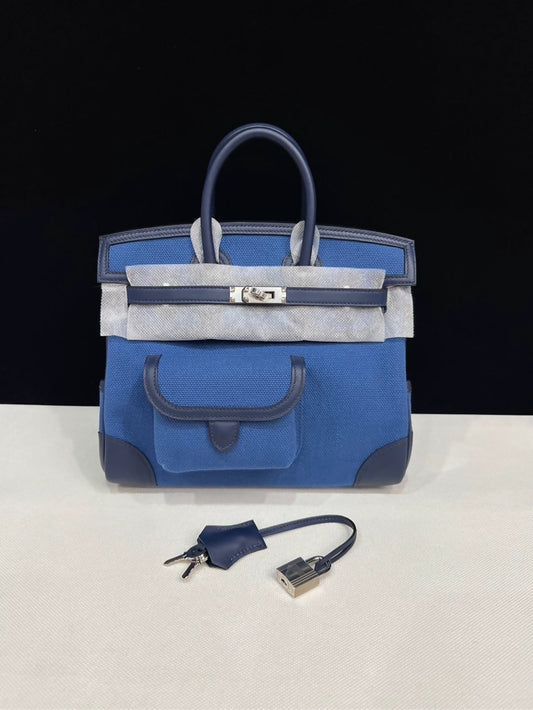 Hermes Birkin 25 Cargo Navy Blue with palladium hardware